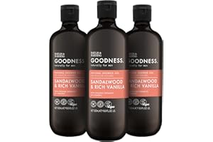 Baylis & Harding Goodness Men's Sandalwood & Vanilla Natural Shower Gel, 500 ml (Pack Of 3) - Vegan Friendly