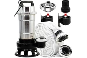 WEISBACH Fäkalienpumpe Tauchpumpe Schmutzwasserpumpe 0,55kW - 300L/min + 20m 2" C-Schlauch
