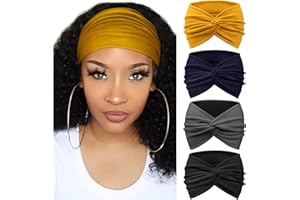 DRESHOW 4 Pack Turban Headbands for Women Wide Vintage Head Wraps Knotted Cute Hair Bands Accessories