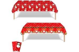 MILAIUN Natale tovaglia di plastica usa e getta, 2 pack 137x274cm Rectangular Party Table Cover per la decorazione di Natale e Capodanno Party (alce di Natale) (Fiocchi Di Neve)