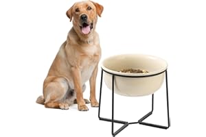 AHX Podwyższone duże miski na karmę dla psów - podwyższona miska dla psa z antypoślizgowym stojakiem - ciężka ceramiczna miska do karmienia psów - bardzo szeroka głęboka miska na wodę dla psów - naczynia