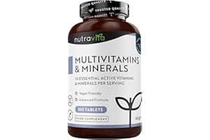 Nutravita Multivitamins & Minerals - 365 Vegan Multivitamin Tablets - 1 Year Supply - Multivitamin Tablets for Men and Women with 26 Essential Active Vitamins & Minerals - Made in The UK