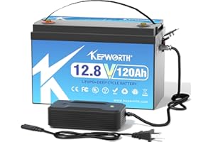 KEPWORTH 12V 120Ah LiFePO4 batteria al litio, max. 1536W di potenza, 120A BMS, 4000-15000 cicli profondi e 10 anni di durata, per barca, camper, trolling motor, sistema solare off-grid, Fotovoltaico