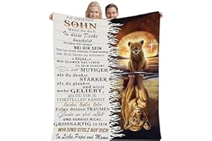 ‎YGFADH YGFADH Kuscheldecke Personalisierte Flauschige Geschenke Decke An Unseren Sohn von Eltern,Super Weiche Decke Mama und Papa für Sohn Positive Ermutigung und Liebe Sohn Sofadecke Eltern für Sohn
