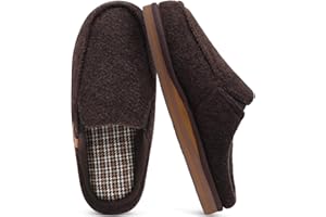 ONCAI Mens Clog Slippers with Arch Support Stripe Faux Fur Cotton-Blend High-Density Memory Foam Warm House Slippers Slip-on Indoor Outdoor Rubber Sole Size 6-15