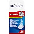 Steradent Active Plus, Denture Cleaning Tablets, 136 Tablets, Denture Care, Plaque Removal, Denture Tablets, Stain Removal, Deep Clean In 3 Minutes, Cleansers, Denture Care
