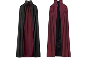 A-SZCXTOP Halloween-Vampir-Umhang, Unisex-Reversibel Hexenumhang mit Stehkragen, Cosplay Maskerade Party Hexenkostüme