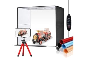 SEDGEWIN Fotostudio Lichtzelt für Produktfotografie 32x32x32cm, Fotobox zum Fotografieren Professionelles Lichtbox Faltbares Light Box Fotozelt mit 120 Dimmbaren LED-Leuchten und 6 Hintergründe