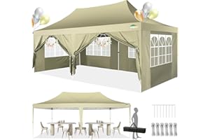 COBIZI Tonnelle de Jardin 3x6m Tonnelle Pliante Imperméable Tente de Reception Pliante Barnum Pliant avec 6 Parois 2.0 pour Jardin, Fête, Camping, Festival, Bière - UV50+(Kaki)