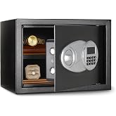Amazon Basics Steel Security Safe with Keypad, Protects Money, Jewelry, ID Documents, 14 L, 35 cm x 25 cm x 25 cm, Black