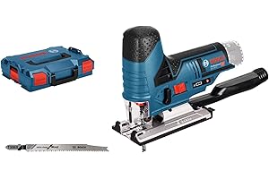 Bosch Professional 12V System scie sauteuse sans-fil GST 12V-70 (capacité de coupe dans le bois : 70 mm, avec 2 lames de scie, patin de glissement, pare-éclats, L-BOXX)
