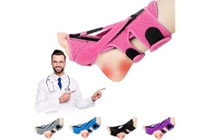 DERJLY Plantarfasziitis Nachtschiene, Verbesserte 3 verstellbare Riemen Entlastungsschiene, Nachtschienen, Plantarfasziitis-Bandage mit weichem Memory-Schaumstoff-Pad (Rosa)