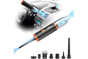 WHATOOK Aspirateur Voiture Portable, Soufflette Air Comprimé Et Aspirateur à Main 2 en 1, 100000RPM 3 Vitesses Rechargeable 7200 mAH Mini Aspirateur sans Fil pour Ordinateur,Clavier,Voiture Nettoyage