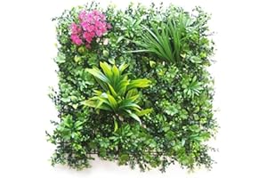 Honseadek Lot de panneaux muraux de fleurs artificielles de qualité supérieure, résistants aux UV, feuillage vert réaliste pour intérieur et extérieur (A)