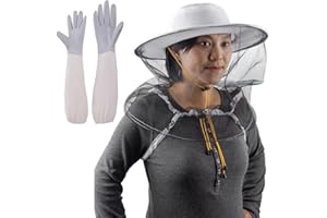 ZFFXH 2 in 1 Bienenschleierhut und Handschuhe / Imker Imkerhut / Moskitohut mit Schleier / Bienenhut für Männer Frauen / Kopfnetzmütze / Nachtfischermützen