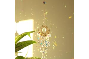 ZhouWei Atrapasoles Cristal, Regnbågsfångare med Glasprismor, Attrape Soleil Cristal Suspendu Motif, Boho Dekor för Vardagsru