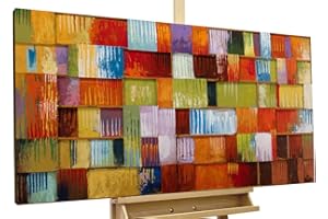 KunstLoft Metallbild 3D | 100% HANDGEFERTIGT | 120x60x4cm | Wandbild Metall Deko 'Stück für Stück' | Abstrakt | Bunt | Metall Wanddeko Wohnzimmer