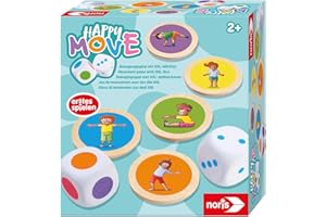 noris 606012090 - Happy Move - Bewegungsspiel mit XXL-Würfeln (Spiel ab 2 Jahre) für Indoor & Outdoor - erstes Spielen für Kinder und Kleinkinder ab 24 Monate, Bunt (Multicolored)