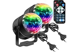 Discokugel, SEBRUANC Disco Lights LED Party Lichter Musikgesteuert Disco DJ Party licht 360° Rotierende Ball Lights 3W RGB Bühnenlichter mit Fernbedienung für Home Geburtstag KTV Weihnachten 2pc