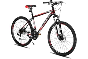 HH HILAND HILAND 26/27.5 Inch Mountain Bike, 21 Speed MTB with Disc Brakes, Aluminium Frame Mountain Bike For Men Women, Commuting Bicycle for Adult, Black/Orange/White