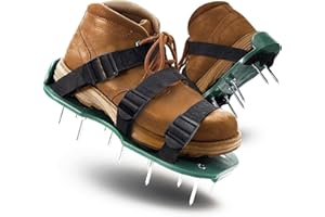LASTOOLS Lawn Aerator Shoes with Adjustable Strap and Heavy Duty Spikes for Grass Aerating Patio Garden One-Size-Fits-All Use for Yard Patio Lawn Garden (Green)