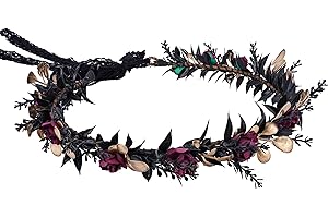 MOSTORY Elfe Schwarz Blume Krone Fee Stirnband Renaissance Halloween Cosplay Mittelalter Kostüme