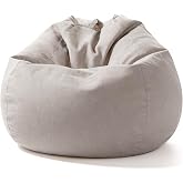 Aiire Bean Bag with Filling Included Modern – Premium Cotton Salon Bean Bag Chair – Removable and Washable – Round Pear Pouff