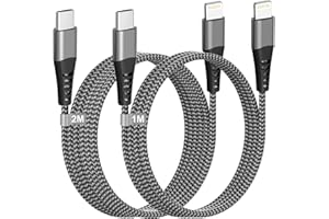 TEIONE Cable iPhone USB C 1M+2M 2Pack[Certifié Apple MFi], Cable USB C vers Lightning Cable Chargeur iPhone Rapide Nylon Cable Lightning USB C iPhone Cordon Fil Chargeur pour iPhone 14 Pro Max 13 12 11 XR 8