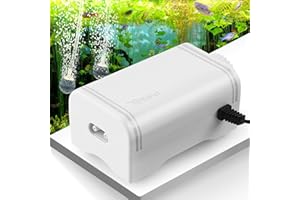 PYPABL Aquarium Air Pump, 4W Ultra Quiet Oxygen Pump, Powerful Whisper Aerator for up to 400L Fish and Turtle Tank, Fish Air Bubbler with Air Tube Air Stone Check Valve
