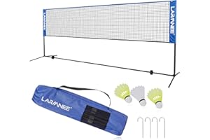 LARMNEE Red de Bádminton, Red de Tenis, Red Deportiva Portátil, Red de Bádminton Plegable, Ajustable en Tres Niveles, Juego de Rede de Entrenamiento para Exteriores Que Incluye Red