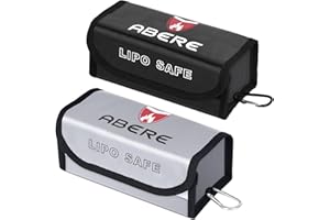 ABERE 2 Stück Lipo Bag, Lipo Akku Tasche Feuerfest Explosionsgeschützte Lipo Safe Bag Für Ladung Transport, Akku sicherheitsbox 18.5 x 8.5 x 7.5 cm, Klettverschluss Feuerbeständige Batterie Tasche