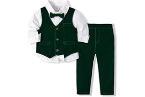 Volunboy Completo Elegante Bambino Camicie + Papillon + Gilet + Pantaloni, Ragazzo Abbigliamento 4 Pezzi Gentleman Cerimonia Nozze