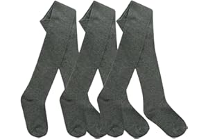 Bonjour - Girls (3 Pack) Multibuy Cotton Rich Plain Tights For School Every Day Wear Breathable Thick Warm Smart Casual Tights