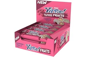 Weider Yippie! Fruits Protein Bar, Frambuesa Vainilla, 12 piezas á 45 g, snack proteico afrutado