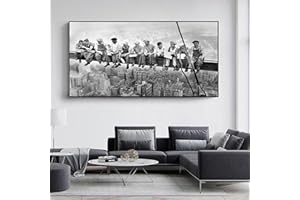 XIANGPEIFBH Peinture sur toile noir et blanc bâtiments de la ville gratte-ciel travailleurs affiche et impressions photo d'art mural pour Rome décor maison 60x120cm (24''x47'') sans cadre