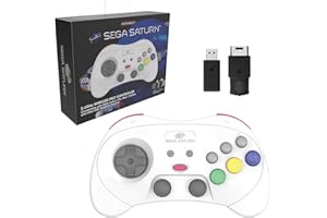 Retro-Bit SEGA Saturn Pro Wireless Controller Nintendo Switch 2.4 GHz - Saturno e ricevitore USB incluso, edizione bianca