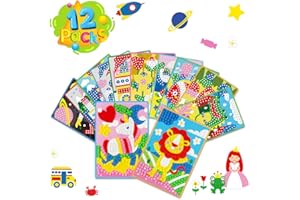 VATOS Dziecięce zestawy mozaikowe dla dziewczynek, zabawki rzemieślnicze, dla dzieci i maluchów, zabawki, zabawki, prezenty dla dziewczynek, 3 4 5 6 lat - 12 opakowań księżniczki i zwierząt