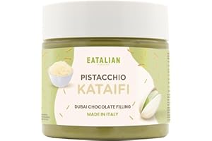 EATALIAN by AMZ BETTER Crema de pistacho con kataifi, deliciosa crema para untar con un sabor único, ideal para untar en pan, perfecta con helado, chocolate y chocolate de Dubái, 200 g, Made in Italy