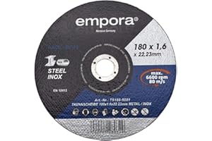 EMPORA Trennscheibe - Trennscheibe 180mm - Trennscheibe für Winkelschleifer - Inox Stahl Metall Blech - INOX STAHL METALL Ø180 mm x 1,6 mm x 22,23 mm - max. 13300 RPM - 80 m/s - EN. 12413