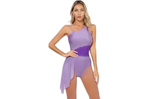 Jowowha Women Contemporary Dance Costuem Figure Skating Leotard Dresses Sequin Lyrical Jazz Dance Dresses