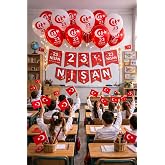 23 Nisan Dekoratif S&uuml;s&uuml; Flama Okul S&uuml;s&uuml;, Atat&uuml;rkl&uuml; Balon, T&uuml;rk Bayrağı Pano S&uuml;sleri 2026
