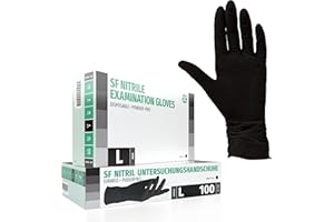 SF MEDICAL PRODUCTS GMBH SF Gants nitrile L noirs – 100 gants jetables, non poudrés, sans latex, résistants, pour la cuisine, l’usage médical, le ménage, la mécanique, le tatouage, la coiffure, l’usage alimentaire