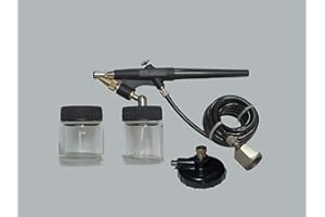 ABAC G-520 Kit Aérographe, Petit Pistolet Souffleur avec 2 Réservoirs de Peinture, Tuyau de 1,5 m, Adaptateur pour Raccord d'Air Comprimé, Noir