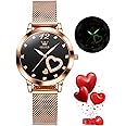OLEVS Ladies Watch Japanese Quartz Rose Gold Stainless Steel Mesh Strap Diamond Luxury Dress Waterproof Luminous Bracelet Sets