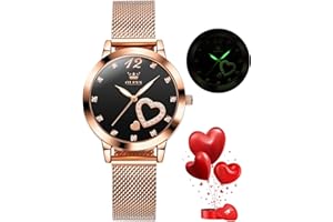 OLEVS Ladies Watch Japanese Quartz Rose Gold Stainless Steel Mesh Strap Diamond Luxury Dress Waterproof Luminous Bracelet Sets