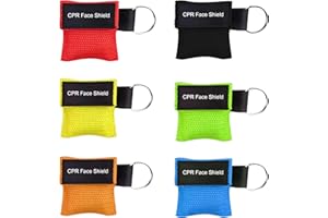 GAAINES 6 Pcs CPR Mask,CPR Face Shields Keyring,Anti Choking Device,Face Mask Pocket,Shields Aid Chocking Devices Emergency,Equipment Keyring,Rescue Shield