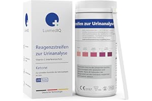 100 x LuxmedIQ Ketone Test Strips - Ketosis Test Strips for Keto Nutrition & Diet - Precise Keto Test in Urine - with Colour Scale for Easy Metabolic Control