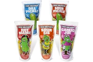 Assortiment de cornichons en sachet Van Holten's | Lot de 6 par Broadway Candy | 1 de chaque saveur | Collection d'échantillons | Sans matières grasses, sans gluten, ne nécessite pas de réfrigération