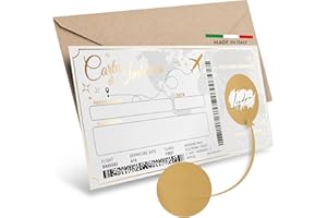 SIMAITALIA Biglietto Viaggio Sorpresa da Grattare - Elegante Regalo per Viaggiatori Personalizzabile (Bianco e Oro)