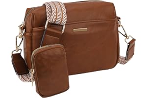 VX VONXURY Bolso cruzado pequeño para mujer, bolso cruzado de cuero suave vegano, bolsos de hombro con correas anchas para damas